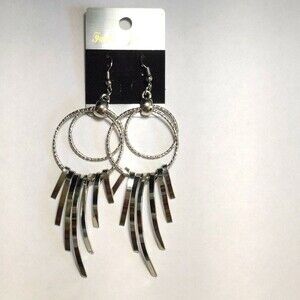 Fashion Jewelry 4" silver toned earrings - NWT